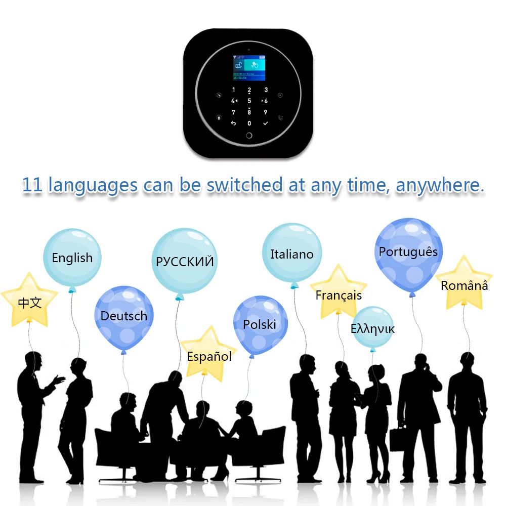 Wifi GSM сигнализация для Android и iOS Tuya сигнализация 433 МГц беспроводная домашняя охранная сигнализация TFT lcd сенсорная клавиатура 11 языков