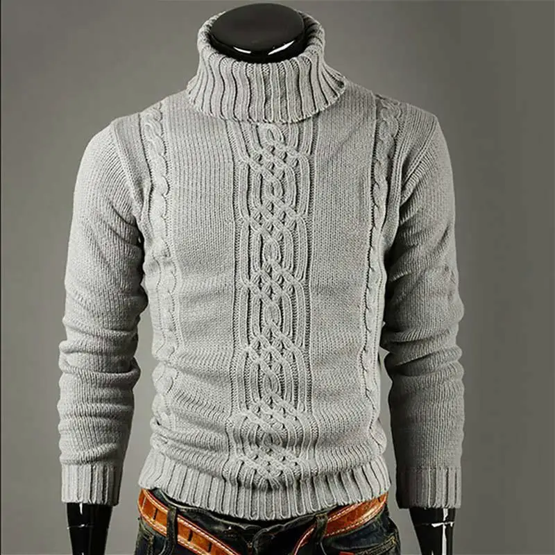 Зимний Теплый Модный повседневный необычный твист свитер с высоким воротником толстый свитер модная мужская одежда