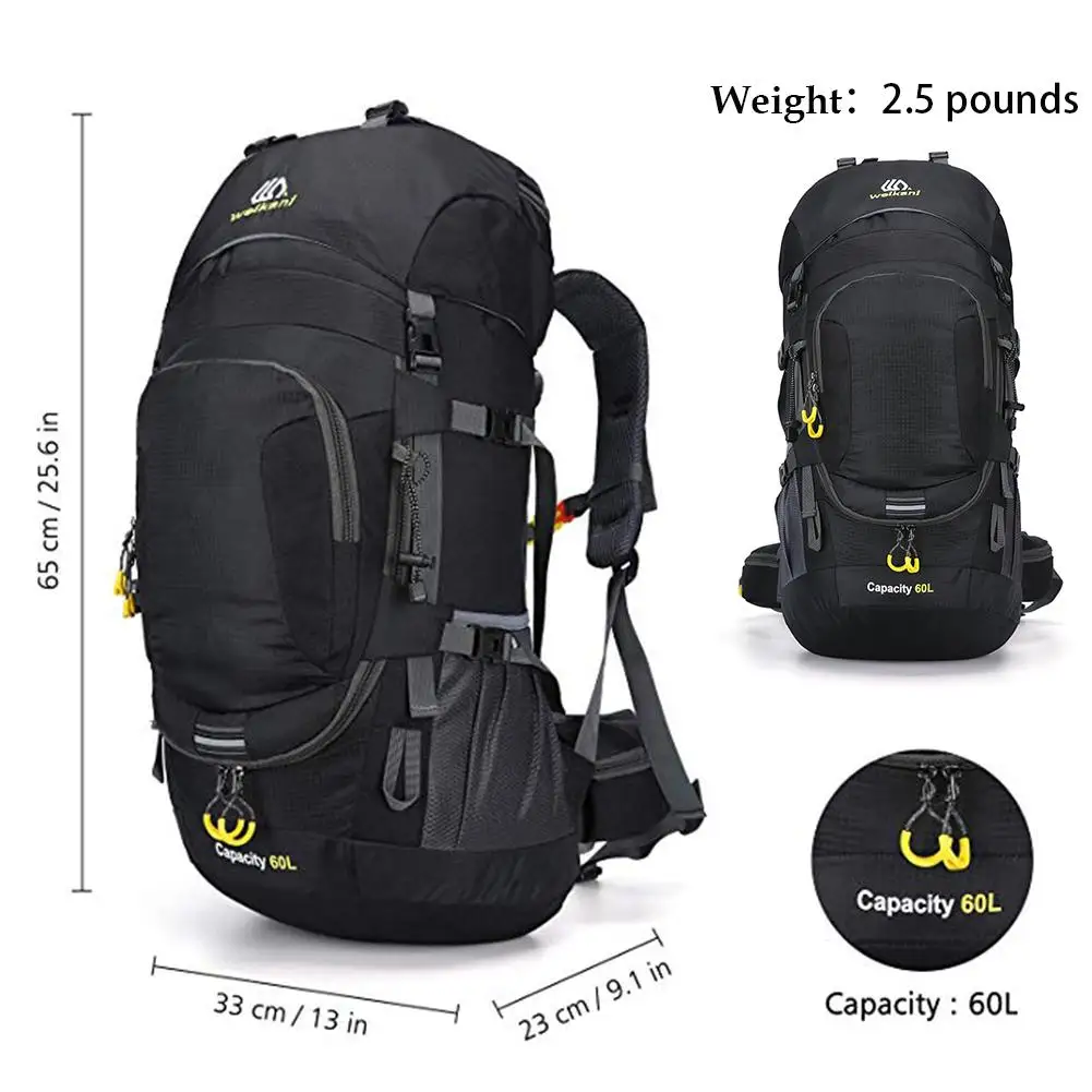 60L водонепроницаемый мужской рюкзак унисекс, дорожная сумка, спортивная сумка, походный рюкзак для альпинизма, кемпинга с дождевиком