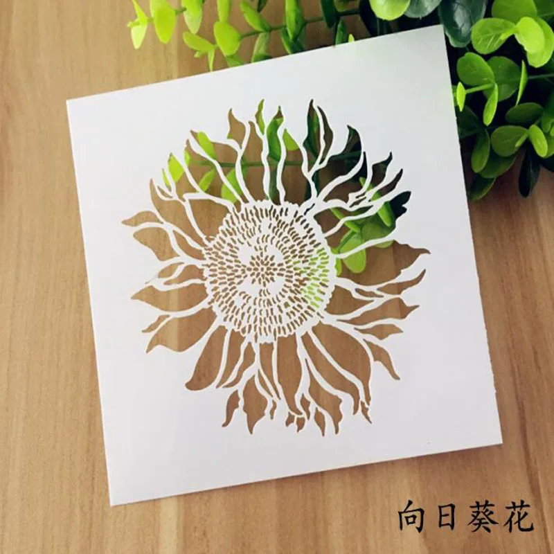 Stencil Painting Accessories Sunflower Flower Template Wall Scrapbooking  Photo Album Embossing Paper Cards White - Stencils - AliExpress