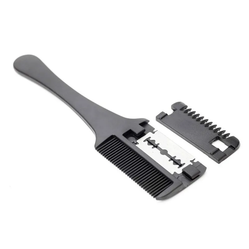 1pc Hair Cutting Comb Black Handle Brushes with Razor Blades Thinning Trim mini Salon DIY Styling Tools | Красота и здоровье