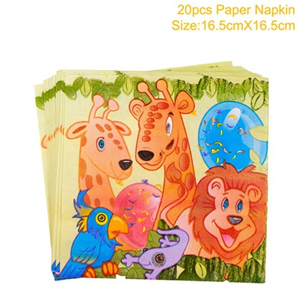 Paper napkin Huiran джунгли плакат "с днем рождения" Amimal гирлянда подарочная упаковка гирлянда флаг Пальма баннер из листьев Babyshower сафари животные Вымпел - Цвет: Paper napkin