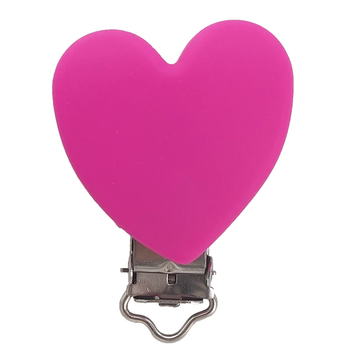 Fuchsia Chenkai 50 шт Силиконовые форменные зажимы в форме сердца, Детские пустышки, пустышки, клипса, BPA бесплатно для DIY, детское ожерелье, соски, цепь, аксессуары - Цвет: Fuchsia