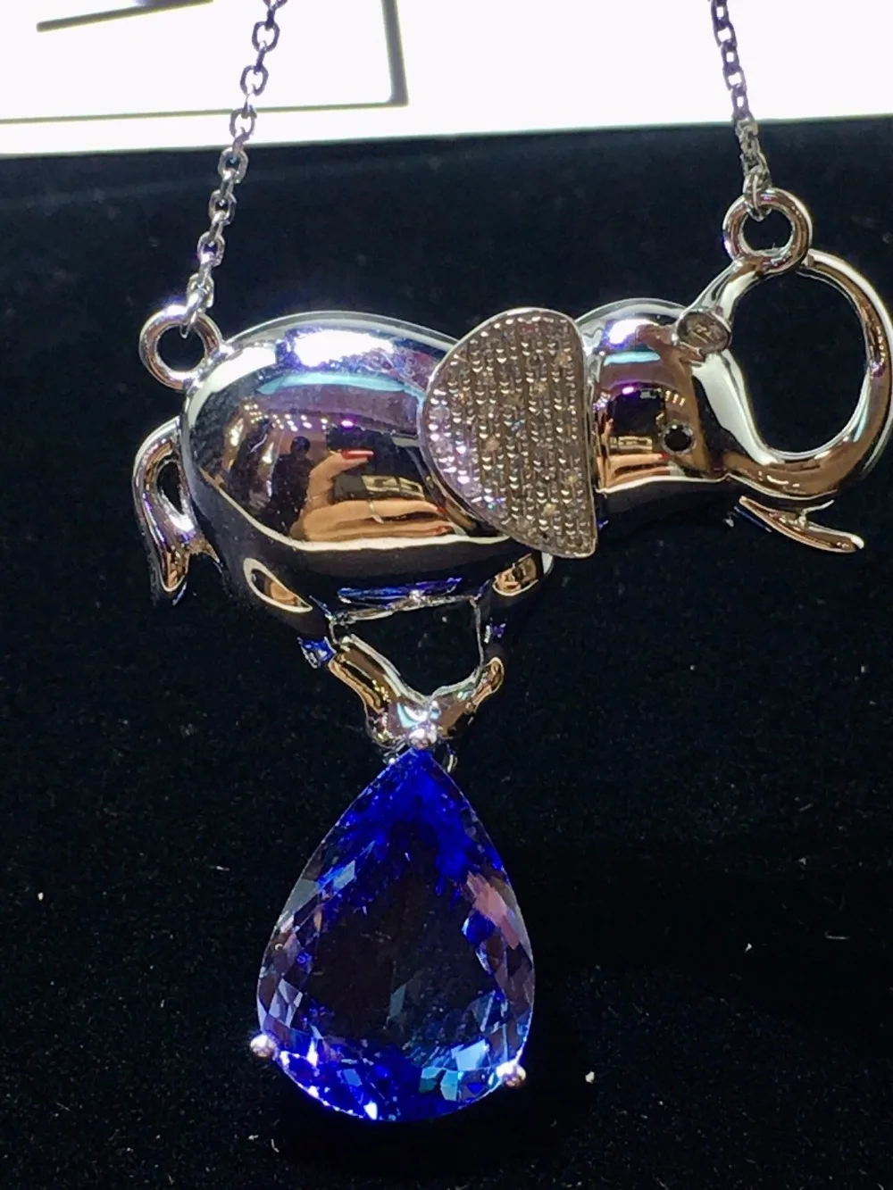Настоящие хорошие драгоценности из белого золота 18 карат AU750 натуральный голубой танзанит драгоценный камень 5.4ct Кулоны из нержавеющей стали для милое Женское Ожерелье