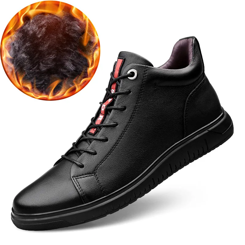 

Winter New Products Full-grain Leather Martin Boots Men's plus Velvet Warm Snow Boots MEN'S BOOTS