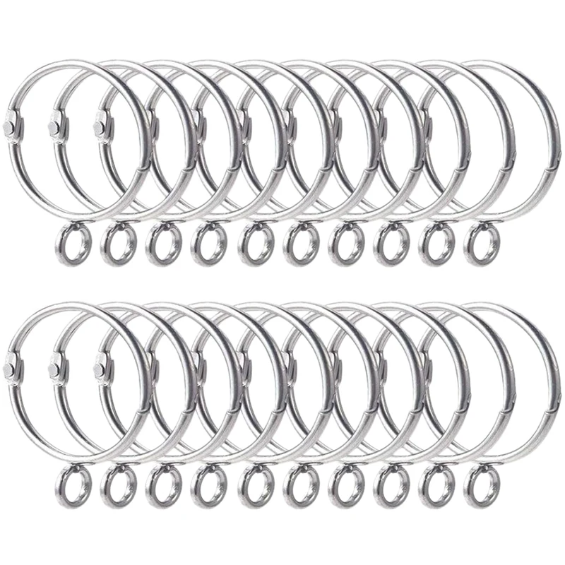 20 Pcs Openable Silver Curtain Rings Open And Close Metal Rustproof