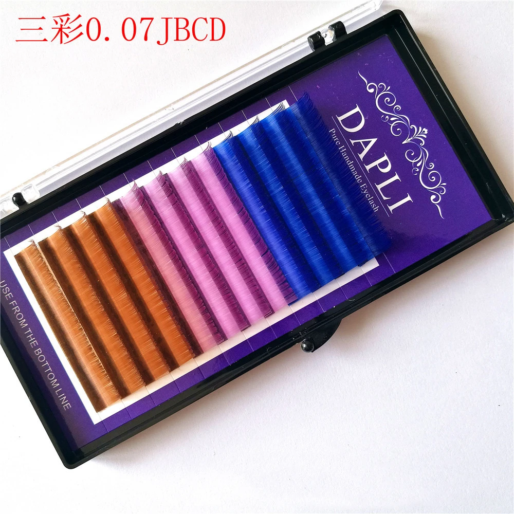 12 Righe/Vassoio, 3 Colori, Arcobaleno Colorato Allungamento Delle Ciglia, Ciglia Colore, Di Alta Qualità Di Visone Del Faux Morbido Naturale Wimperne