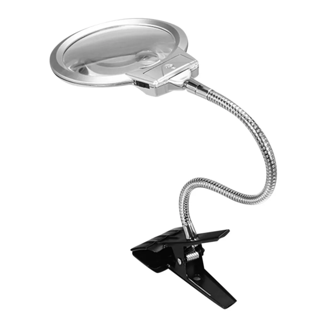Clip On Desktop Illuminated Magnifier Magnifying Glass Reading Loupe Metal Hose LED Lighted Lamp Top Desk Magnifier With Clamp|Magnifiers| - AliExpress