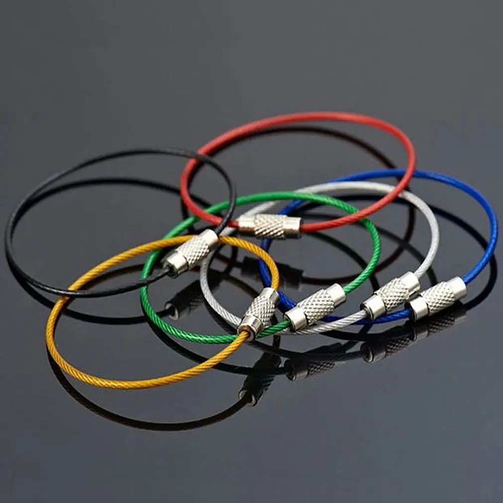 

Durable Metal Stainless Steel PVC Wire Ropes Key Ring Carabiner Key Hanging Cables EDC Tool Tag Hang Buckle