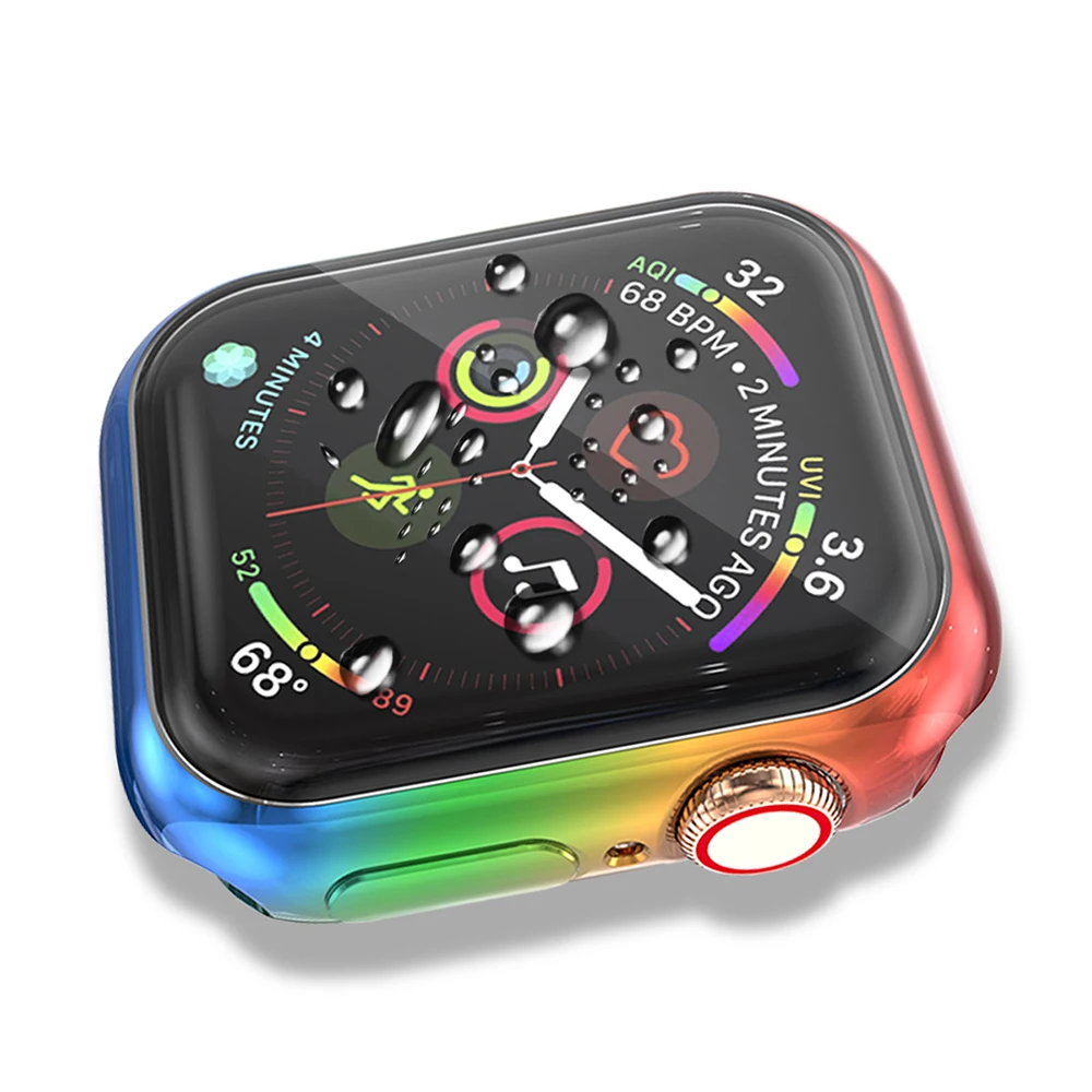 360-AI чехол для часов Apple Watch, чехол 3 2 1 42 мм 38 мм, мягкий цветной чехол из ТПУ+ Защитная пленка для экрана iWatch 5 4 44 мм 40 мм