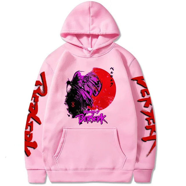 Anime Hoodie Berserk Harajuku Guts Eyes Manga Hoodies Sweatshirt Graphic Winter Pullover Fashion Long Sleeve Men/Women Hoody Pink2