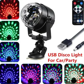 

USB Disco Light Car Light 7 Color Changing 3W RGB Mini Crystal Magic Rotating Ball Effect Light Party Disco Club DJ Light Show