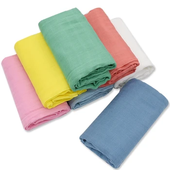 

2Pcs Solid Color Reusable Baby Muslin Blanket Infant Swaddle Wrap Bath Towel
