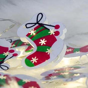 

LED Light INS Creative Gifts Colorful Lights Christmas Decorative Lights Iron Art Red Socks Battery Box Holiday String Light