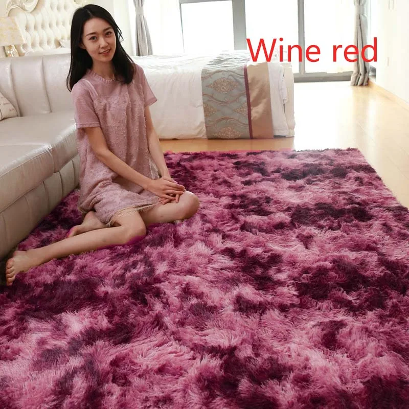 Wine red Плюшевые ковры для гостиной мягкий пушистый домашний декор лохматый ковер спальня Диванный кофейный столик коврик для гардеробной коврик - Цвет: Wine red