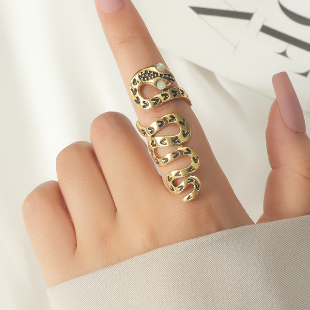 Snake Rings For Women Gold Color Black Heavy Metals Punk Rock Ring Vintage Animal Jewelry Wholesale Gifts
