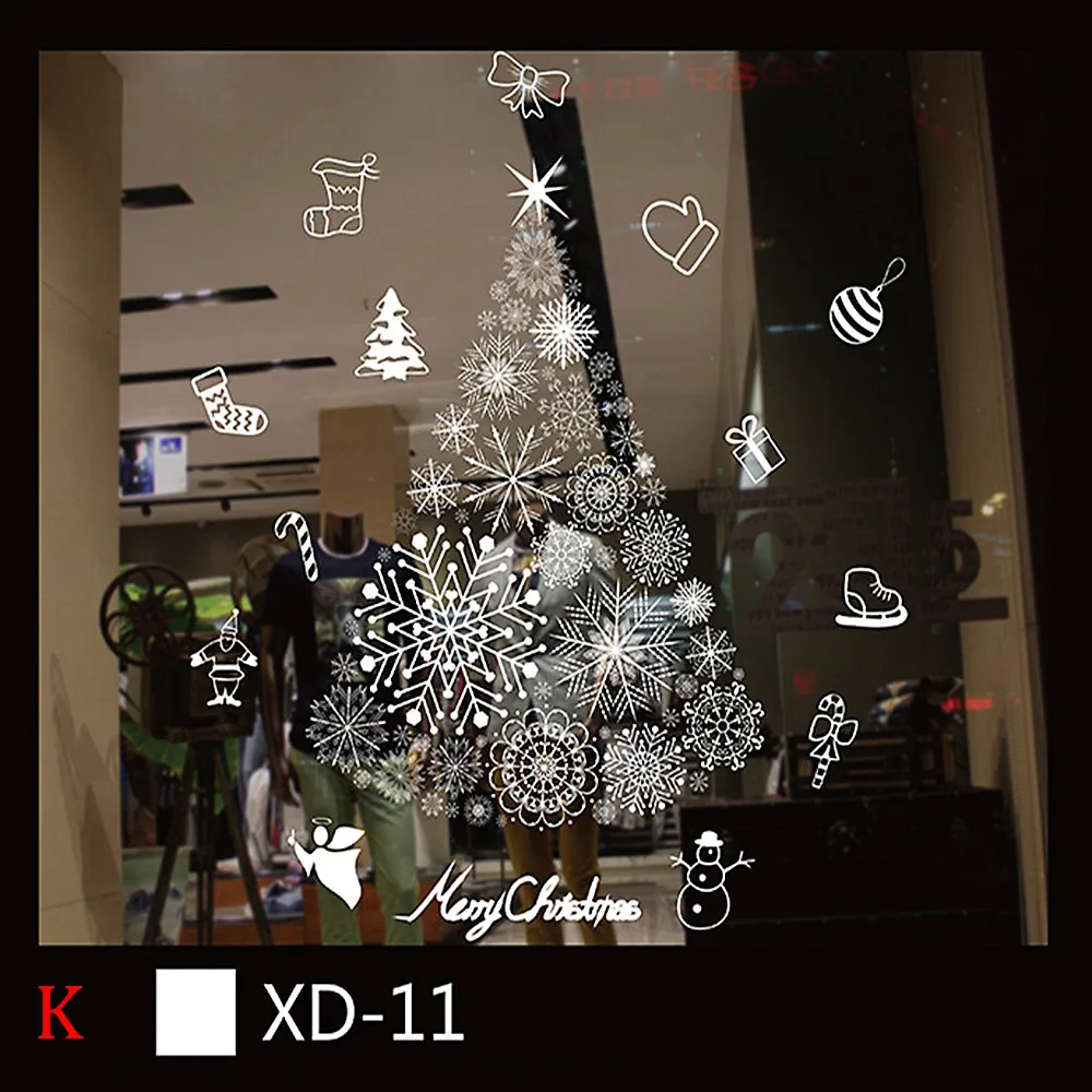 Рождественский снеговик съемный домашний винил окна наклейки на стену Декор Рождество Снеговик съемный домашний винил#25