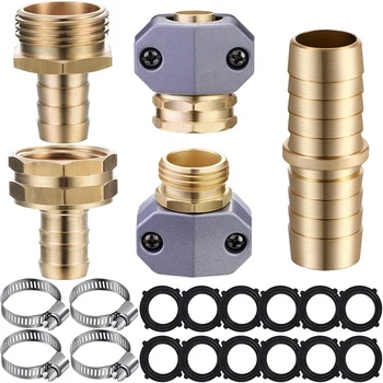 

NEW-Garden Hose Connector Hose Mender, Garden Repair Kit with Clamps, 12 Rubber Gaskets for 5/8inch and 3/4inchGarden Hose