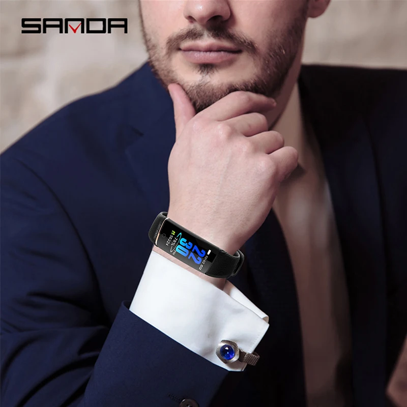 SANDA бренд Bluetooth 0,9" Смарт-часы для IOS Android для мужчин и женщин Водонепроницаемый фитнес-трекер монитор сердечного ритма умные часы