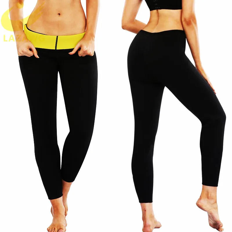 LAZAWG Women Sauna Pants Sweat Leggings Weight Loss Slimming Neoprene Capri Hot Thermo Body Shaper Tights