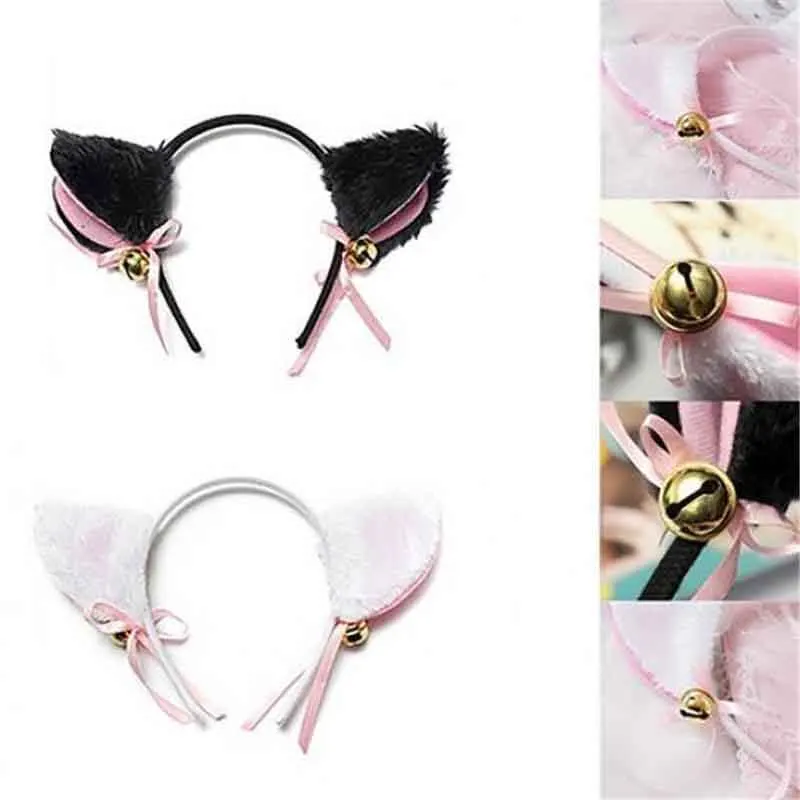 Lovely Night Party Club Bar Fox Cat Ears Hair Bands For Sexy Cute Women Girl Fashion Bell Bowknot Head Hoop Headdress Jewelry
