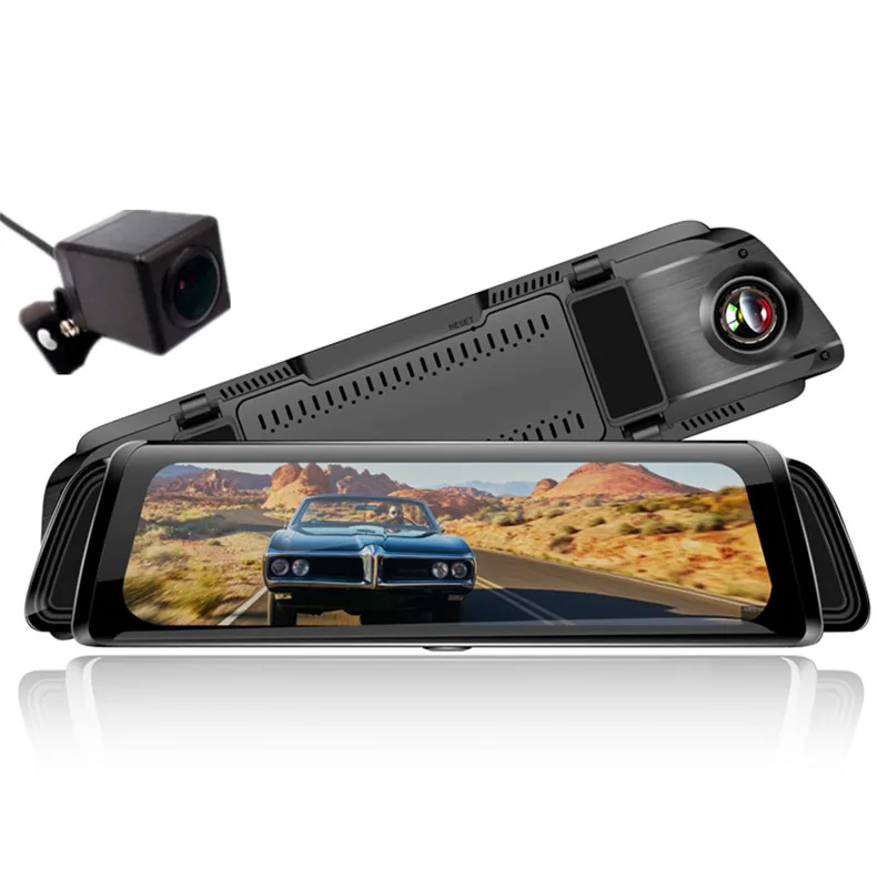 

10 Inch Full HD Video Recorder Front Dual Lens Auto Driving Recorder Dash Cam Screen Rear View Mirror Car Safe Camera IPS