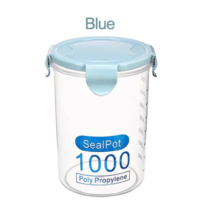 blue-1000ml Три цвета 600-1000 мл герметичный контейнер консервационный горшок контейнер для хранения пластиковый свежий кухонный ящик для хранения продуктов питания контейнеры - Цвет: blue-1000ml
