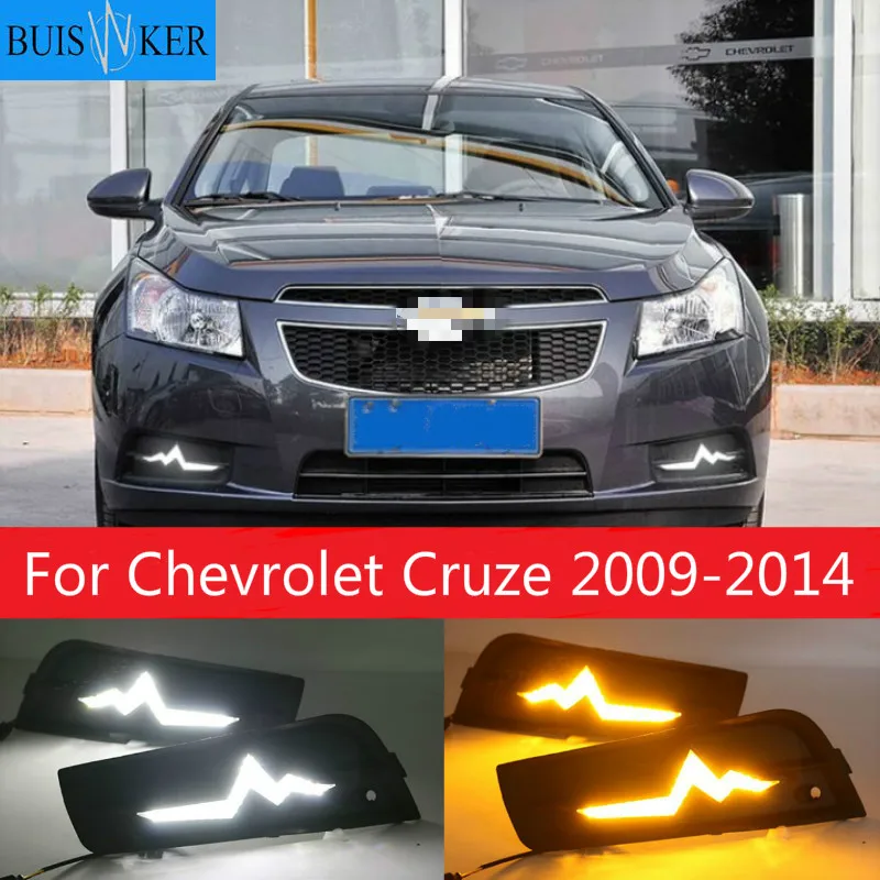 

Светодиодный дневной светильник дневные ходовые огни для Chevrolet Cruze 2009-2014 громких DRL Противотуманные лампы с сигнала поворота серым светильник