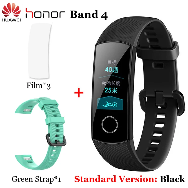 Умный Браслет huawei Honor Band 4 5 Amoled, цветной сенсорный экран 0,95 дюйма, для плавания, для обнаружения сердечного ритма, сна - Color: 3Flim n Green Strap