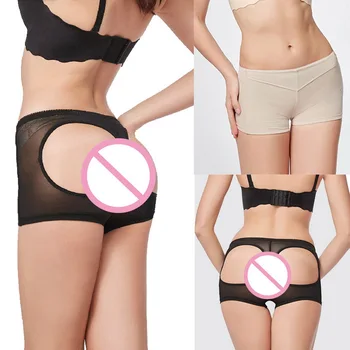 

2020 Mesh Sexy Hip Panties Woman Soft Lingerie Underwear Exposed Buttocks Hollow Out Underpants New Boyshort Polyester Low-rise