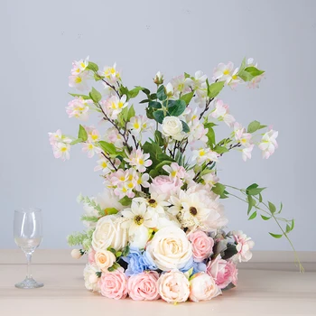 

Wedding window display simulation flower silk flower table main table flower wedding decoration photography props hotel decorati