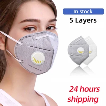 

Filter Masks Reusable mouth Mask Valved Face Mask Respirator Meltblown Cloth 5 Layer Anti-dust Protection Masks In Stock