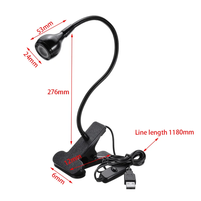 Светодиодная гибкая USB лампа для чтения с зажимом на кровати рядом настольной