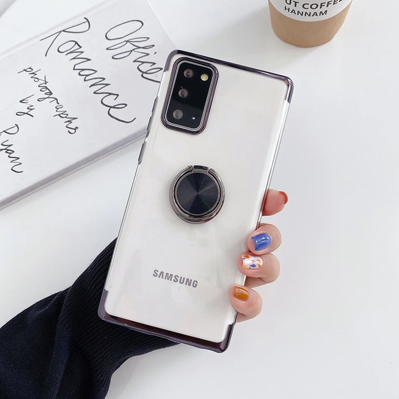 Прозрачный чехол с магнитным кольцом держателем для Samsung Galaxy Note 20 подставка A71 A51