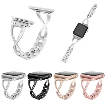 

Stainless Steel Strap For iwatch Band Fashion Bling Crystals Wristband Fit Apple Watch Series 3 2 1 for Women Ladies Girls