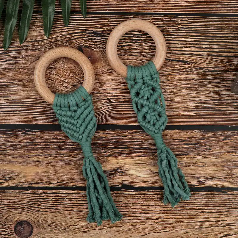 Многоцветная Органическая макраме Прорезыватель для зубов Boho зубное кольцо детская сенсорная игрушка натуральный хлопок детская игрушка для прорезывания зубов детская игрушка для новорожденных