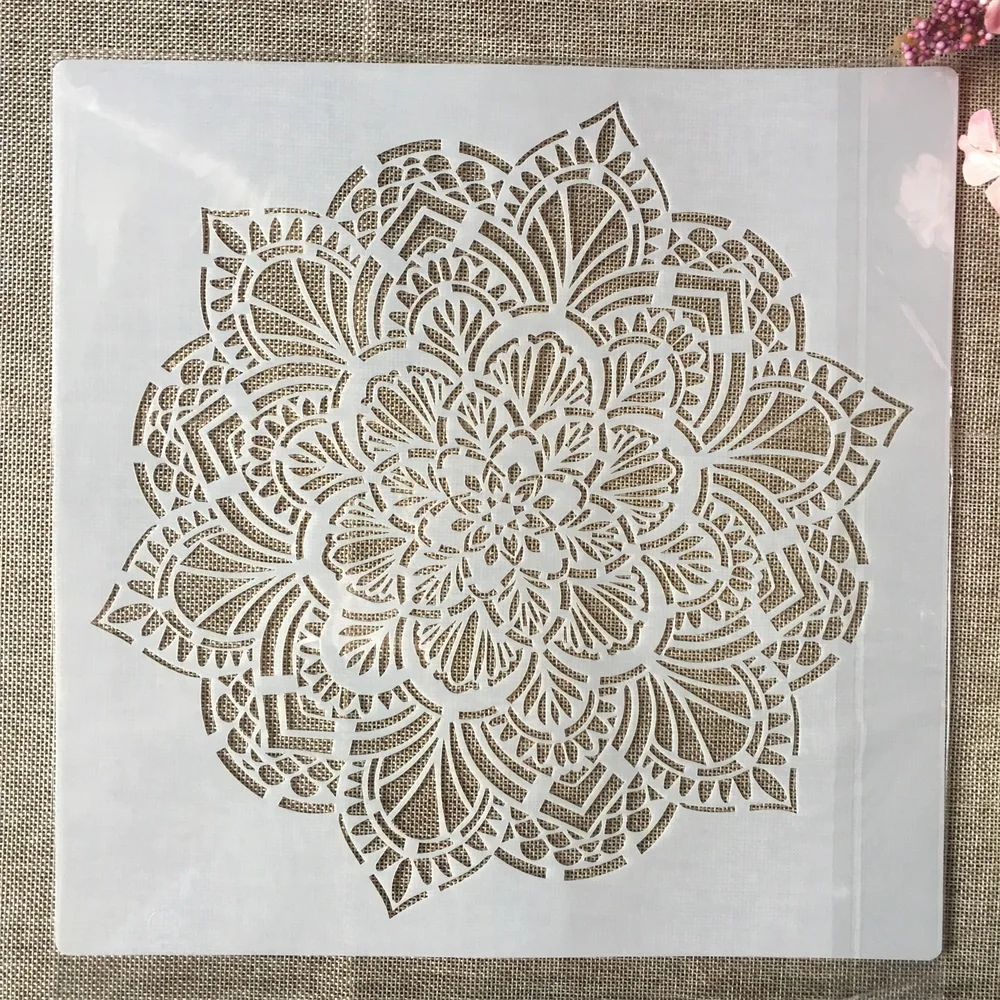 30*30cm 큰 만다라 여러 레이어 꽃 DIY 레이어 스텐실 그림 스크랩북 색칠 엠보싱 앨범 장식 템플릿