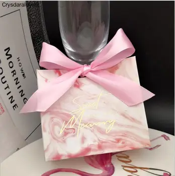 

25Pcs Pink Marble Lines Candy Bag Box for Event Party Supplies/Wedding Favors Gift Boxes and Little Jewelry Packing Decoration