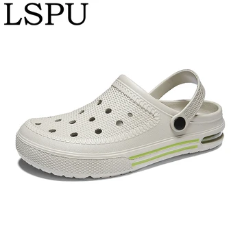 

Plus Size 40-45 Croc Men's Garden Casual Aqua Clogs Hot Male Summer Sandals Flat Slippers Water Cool Slides Beach Swimming Shoes