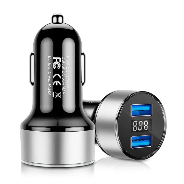 Silver GTWIN 4.1A светодиодный дисплей двойной USB Автомобильное зарядное устройство Универсальный мобильный телефон автомобильное зарядное устройство для Xiaomi samsung S9 для iPhone11 Pro макс. для планшетов - Тип штекера: Silver