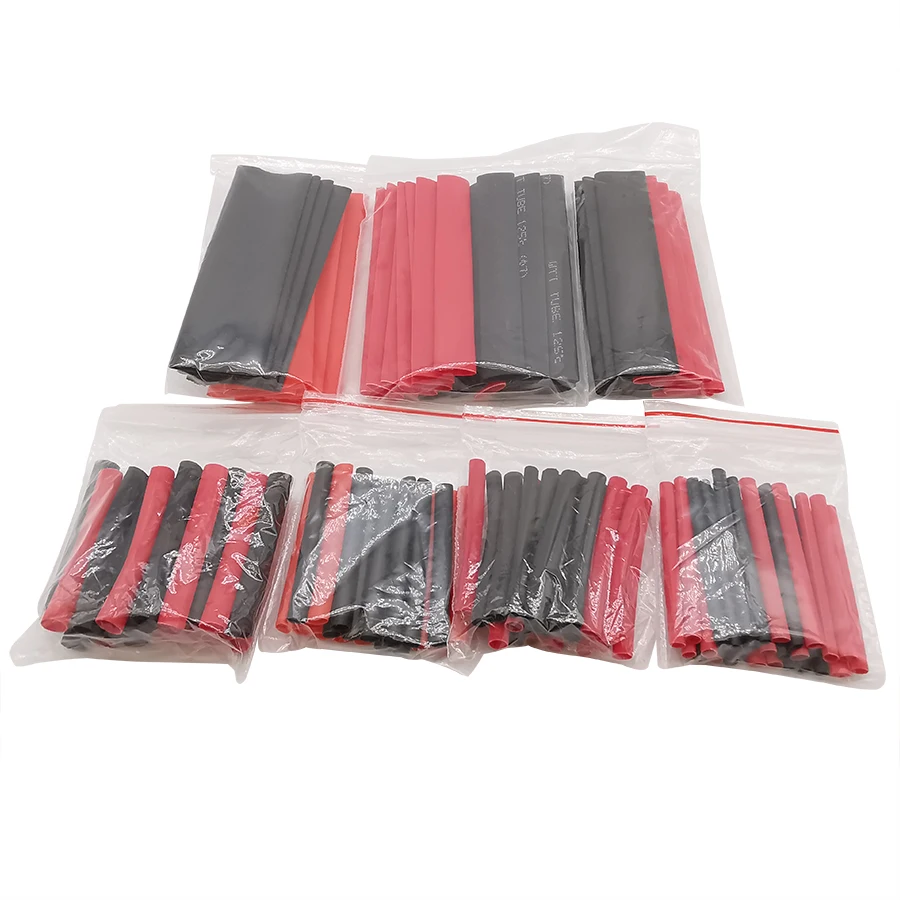 Heat Shrink Tube Sleeve Assortment Kit 127Pcs Polyolefin Wire Wrap Cable Electrical Insulated Sleeving Tubing Red and Black