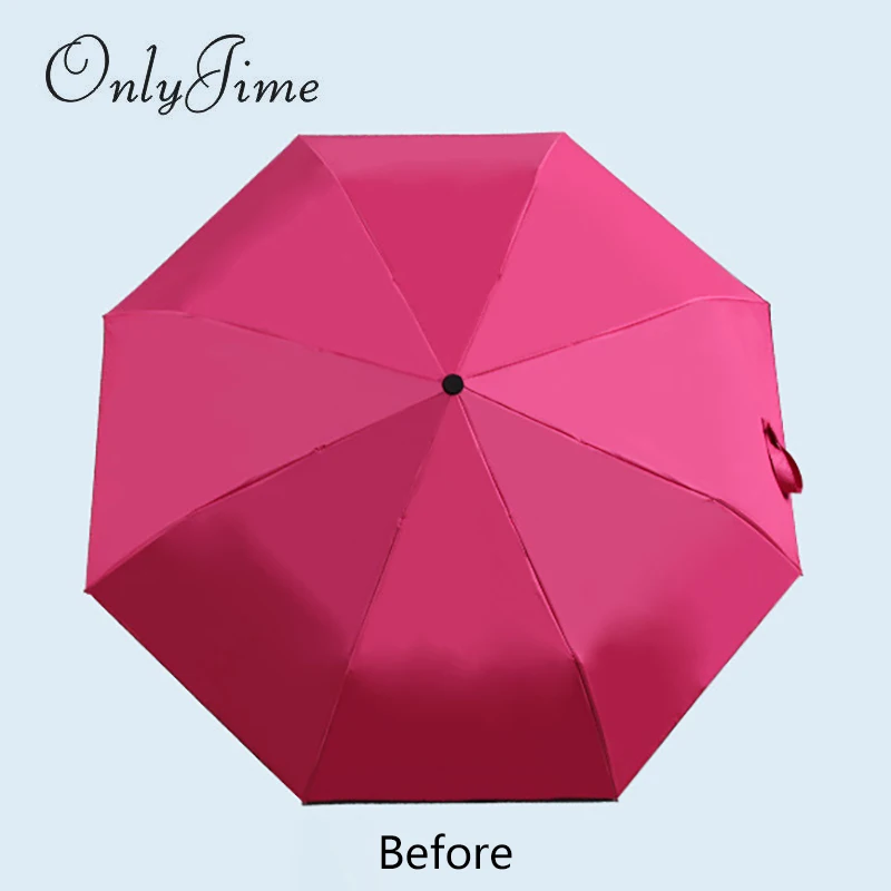Only Jime Striped Silver Glue Edged Folding Umbrella Solid Color Creative Business Water Touch Change |