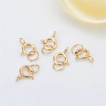 

Solid18K Yellow Gold Spring Ring Clasps Hooks 18K GOLD Connection For Necklace Bracelet DIY Buckle