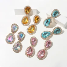 Коми классический дизайн романтические серьги-гвоздики, блестящие ювелирные изделия с кристаллами для женщин и девушек элегантные свадебные украшения C0138