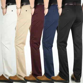 Męskie spodnie garniturowe biznesowe klasyczne spodnie męskie spodnie wizytowe klasyczne męskie spodnie formalne spodnie męskie spodnie społeczne męskie spodnie garniturowe tanie i dobre opinie TJWLKJ CN (pochodzenie) F2020 8 4 8 Poliester Mieszkanie Smart Casual Zipper fly Garnitur spodnie Spring Autumn