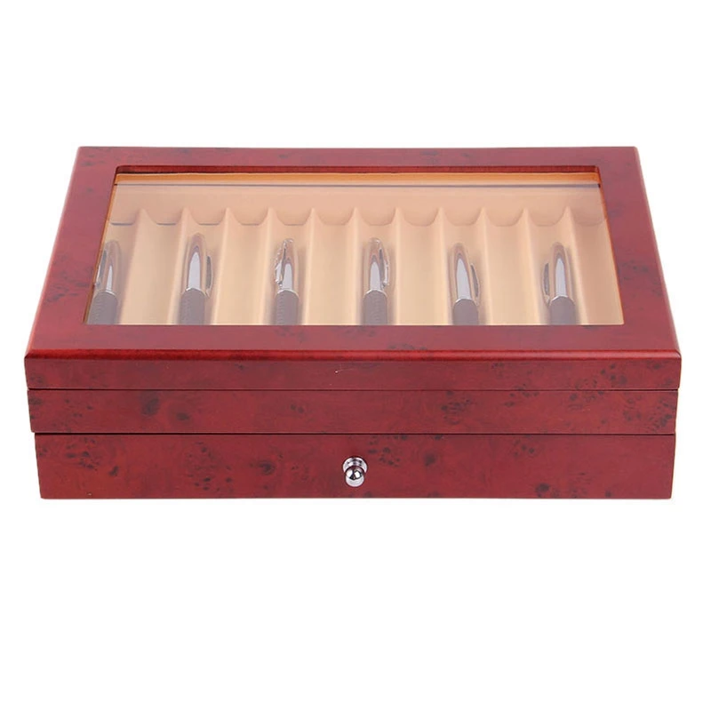 

Pen Fountain Wood Display Case Holder Wooden Pen Box Storage Collector Organizer Box