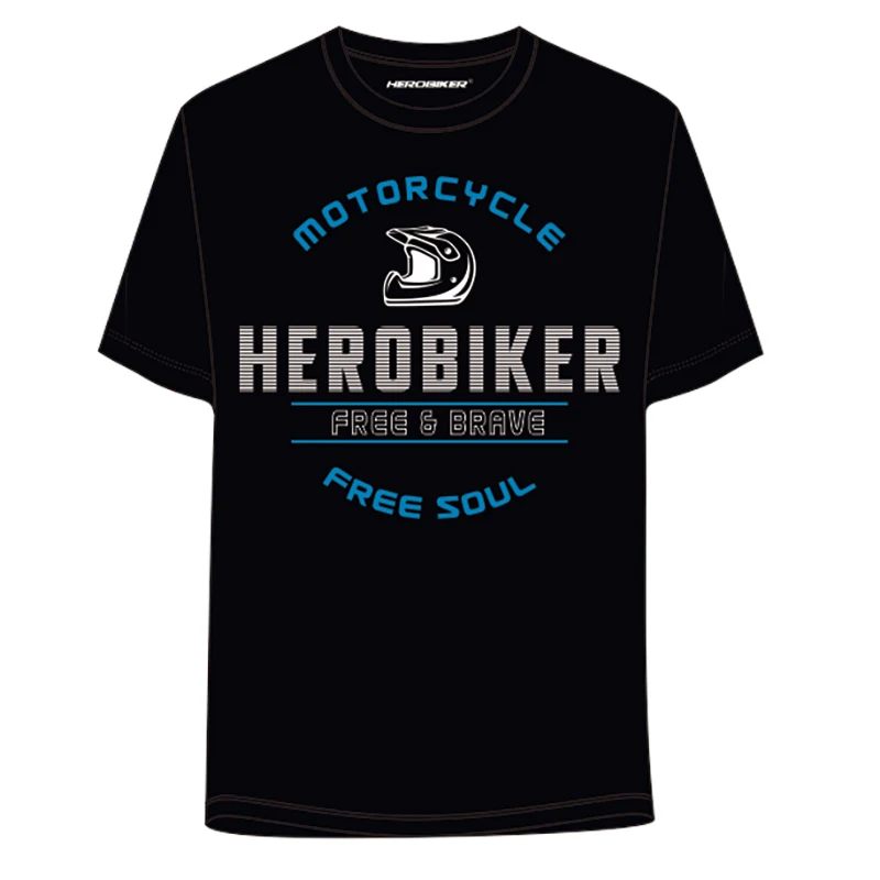 HEROBIKER летняя футболка для мотогонок короткая футболка мужская футболка для мотокросса Спортивная футболка модная быстросохнущая футболка - Цвет: HTS-001BK