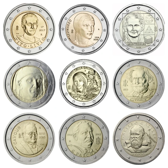 2 Pièces De Monnaie Originales Italiennes Et Européennes, 2004