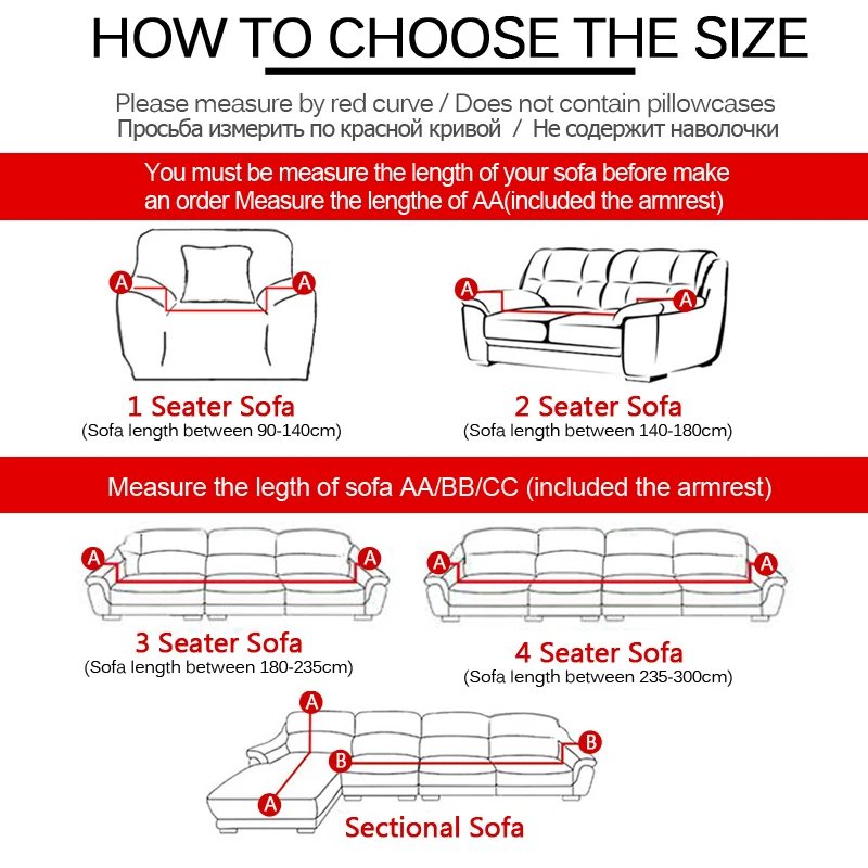 Elastic Sofa Covers Red/Green/Purple/Grey Stretch Couch Covers for Sofas Slipcovers 1/2/3/4 Seater Furniture Protector Cover 6