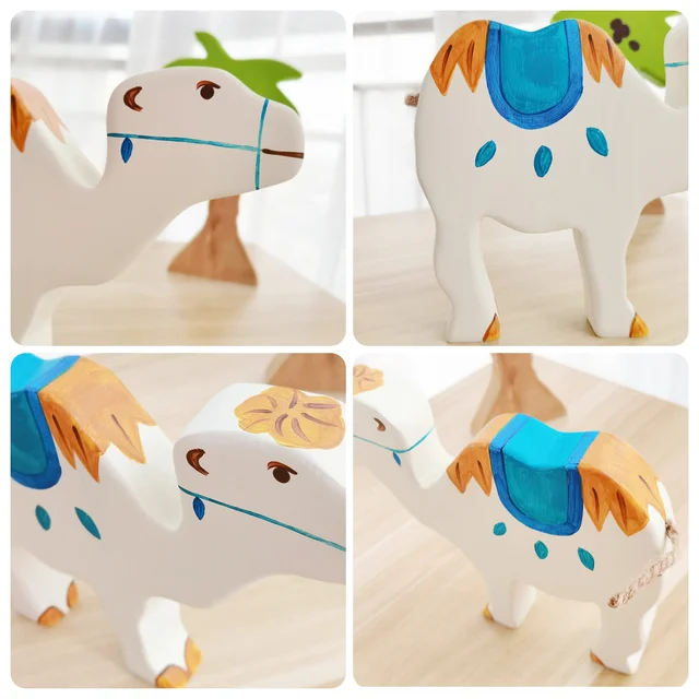 Camel Wooden Natural Montessori Handmade Figure Large Animals Handcarft Toys For Kids Animals Cognition Early Educational Toy 6